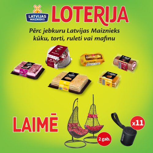 !NOSLĒGUSIES! Kūkas, tortes, ruletes, mafini! Produktu loterija RIMI veikalos