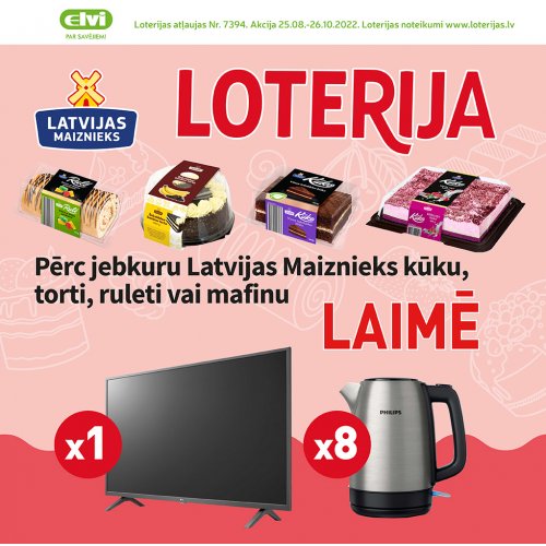 Kūkas, tortes, ruletes un mafini! produktu loterija ELVI veikalos