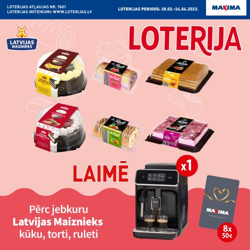 KŪKAS, TORTES, RULETES! PRODUKTU LOTERIJA MAXIMA VEIKALOS