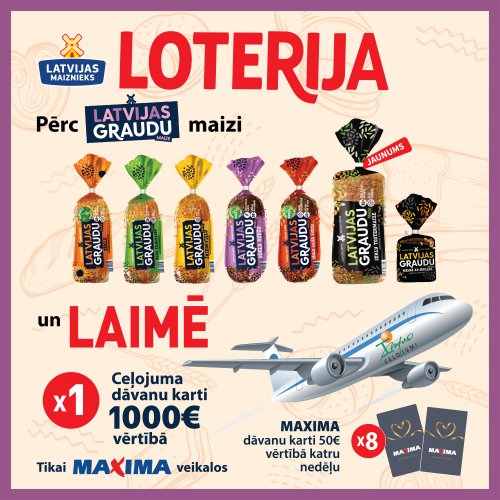 LATVIJAS GRAUDU MAIZES LOTERIJA MAXIMA VEIKALOS