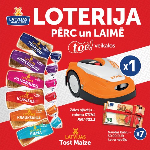 LATVIJAS TOST MAIZES LOTERIJA TOP VEIKALOS