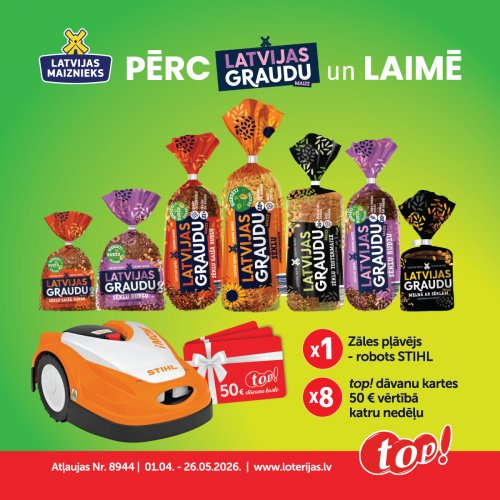 Лотерея «Latvijas Graudu Maize » в магазинах TOP!
