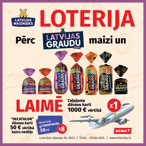 Лотерея Latvijas Graudu хлеба в магазинах Rimi