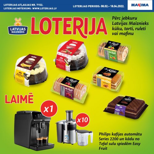 !NOSLĒGUSIES! Kūkas, tortes, ruletes, mafini! loterija Maxima veikalos