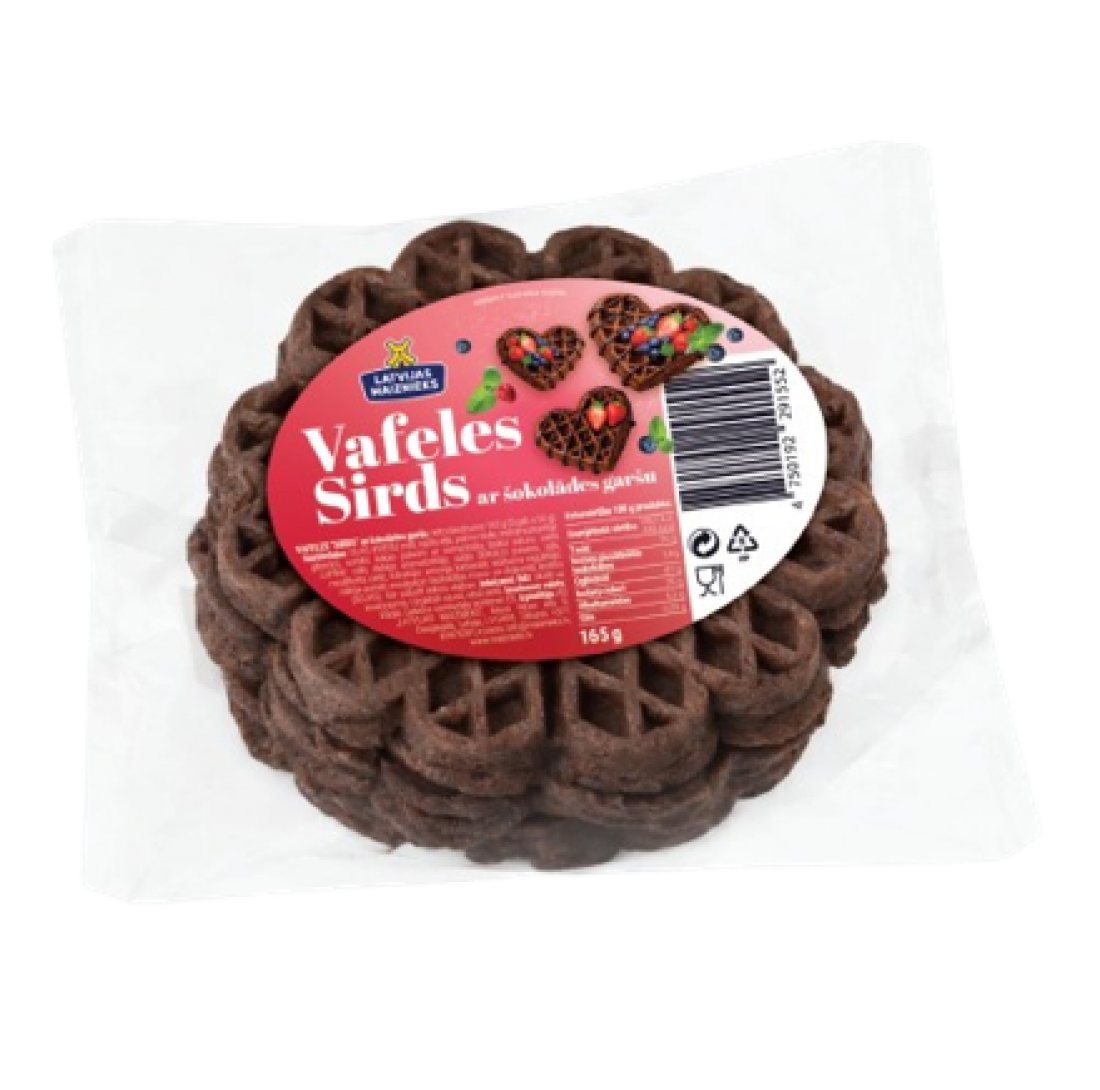 Vafeles Sirds ar šokolādes garšu