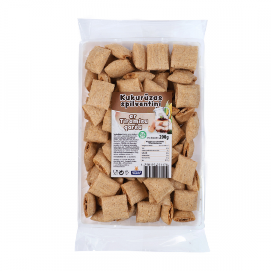Corn pads with cocoa flavor and tiramisu flavor filling