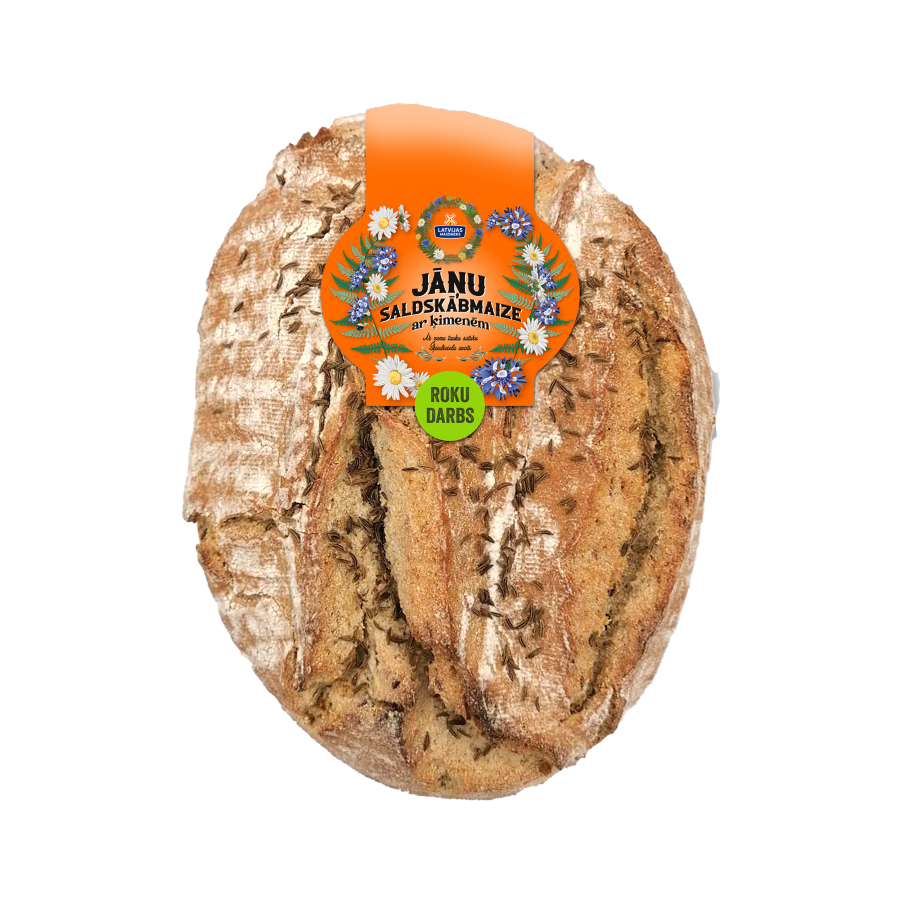 Jāņu sweet and sour bread with caraway