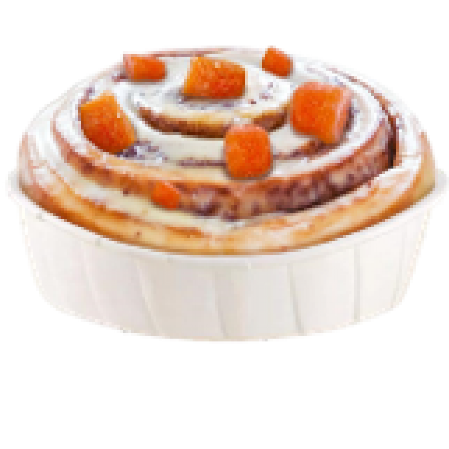 Cinnabon Bun with Apricots in White Glaze