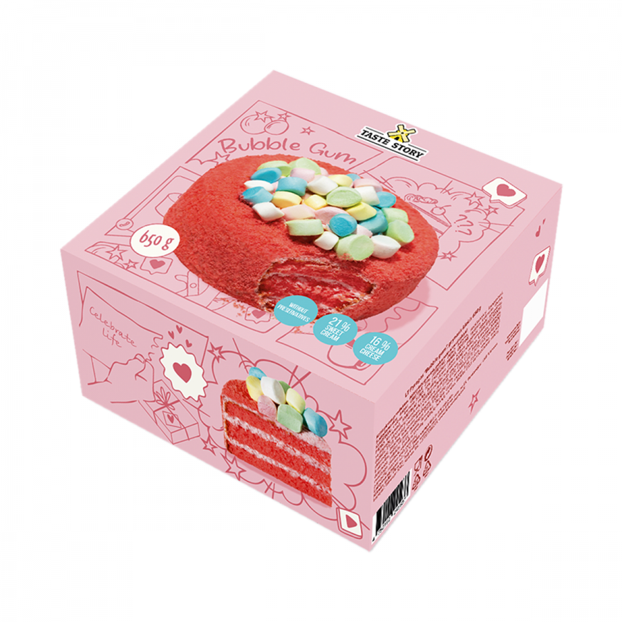 TASTE STORY BUBBLE GUM CAKE.