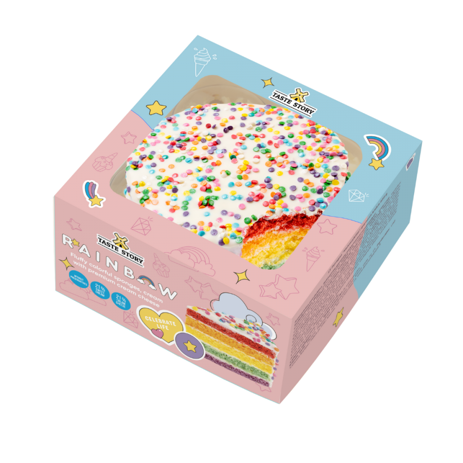 TASTE STORY RAINBOW CAKE.